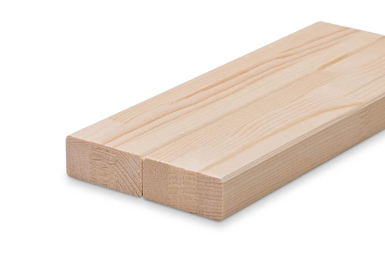 Rechteckiges, helles Holzstück mit sichtbarer Maserung und glatter Oberfläche.