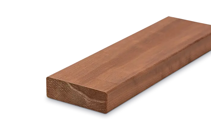 Wooden plank with rectangular cross-section and smooth surface.