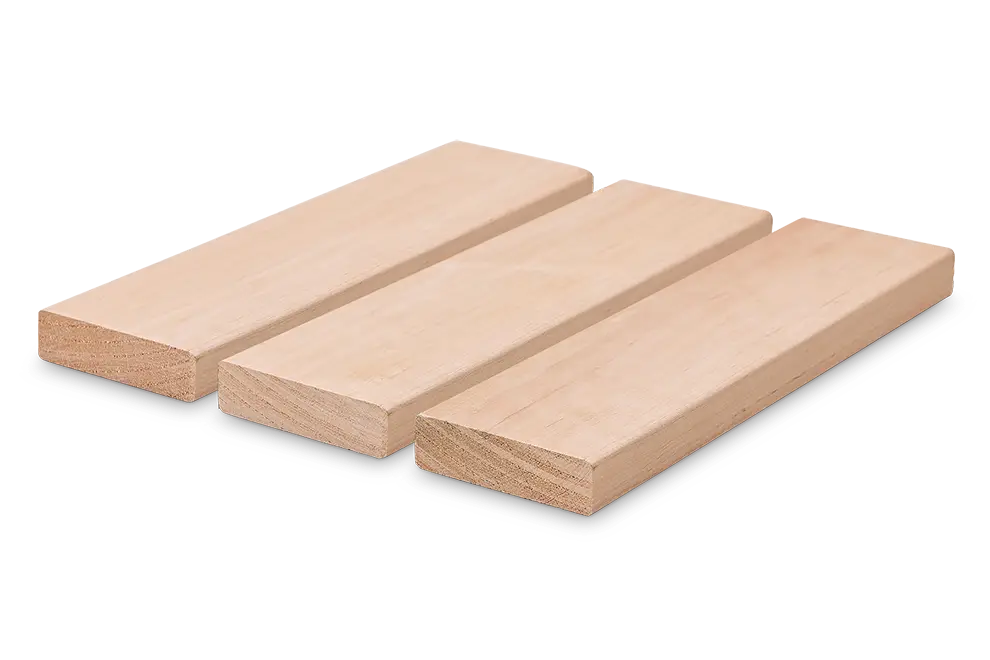 Three flat, rectangular wooden boards lying next to each other.