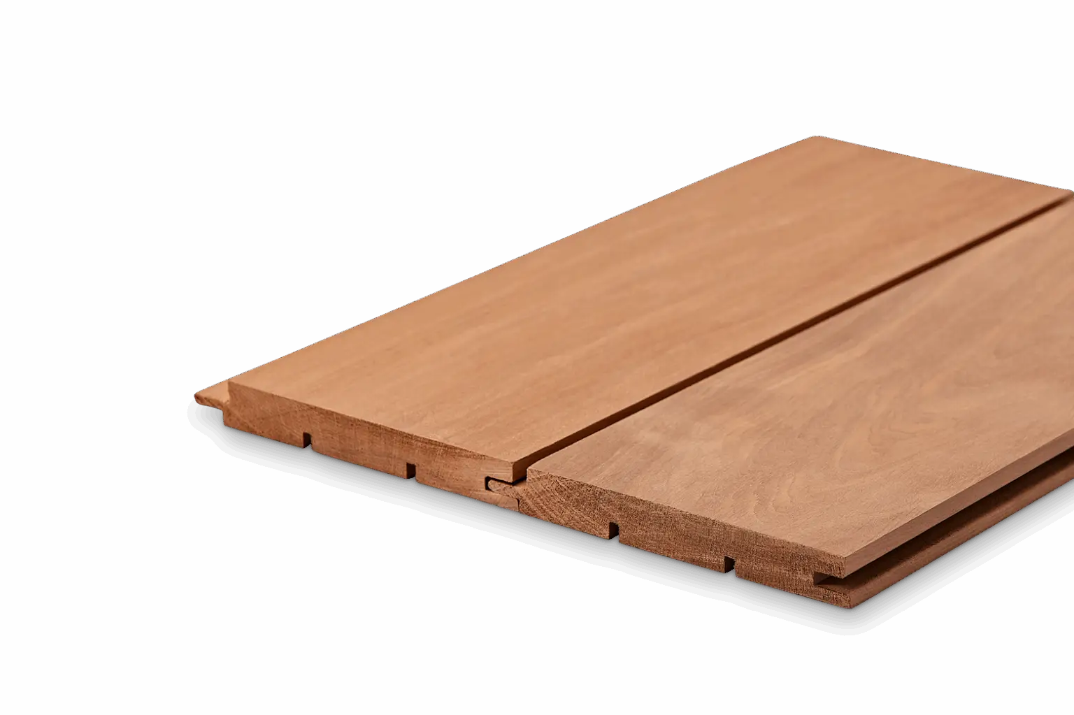 Holzbretter mit Nut- und Federverbindung, natürliche Holzmaserung sichtbar.