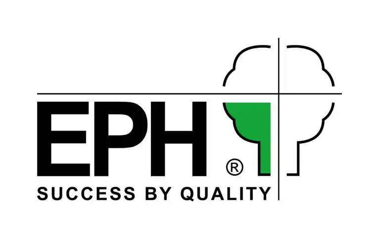 Logo mit "EPH", Slogan "SUCCESS BY QUALITY" und stilisiertem Baum mit grüner Färbung.